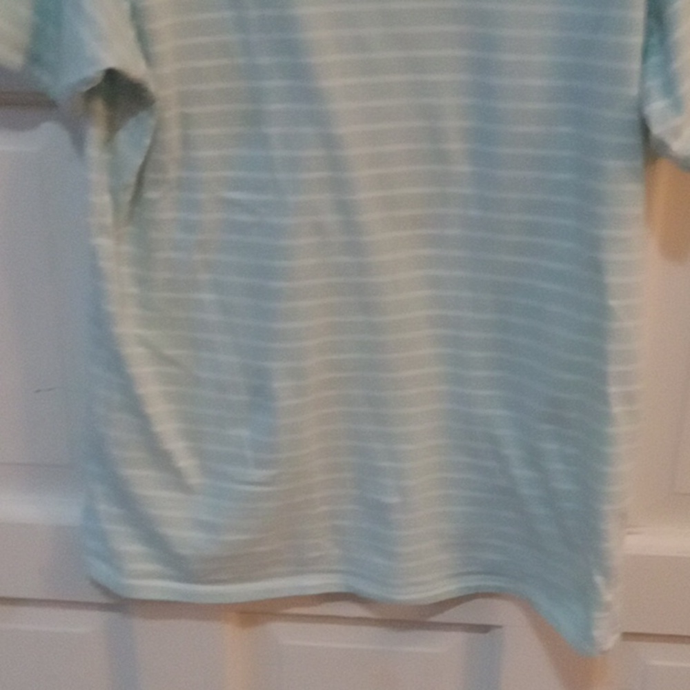Calvin Klein Boy's Short Sleeve Shirt Size M (10-12) Teal Stripes - Picture 4 of 10